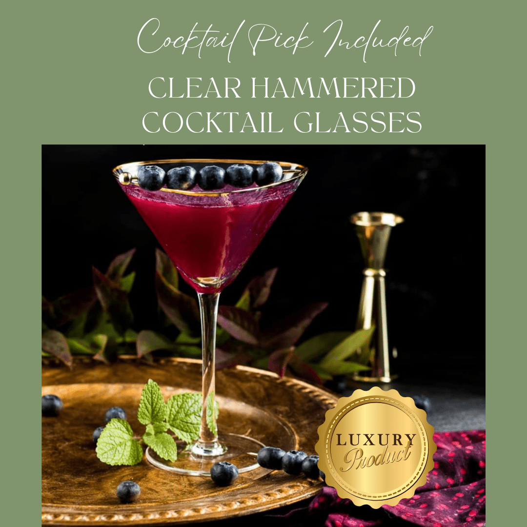 Clear Hammered Martini & Cocktail Glasses - HOUSE OF SHE