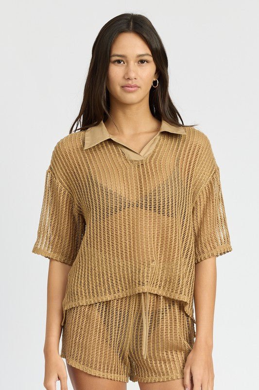 Collared Lounge Shirt - HOUSE OF SHE
