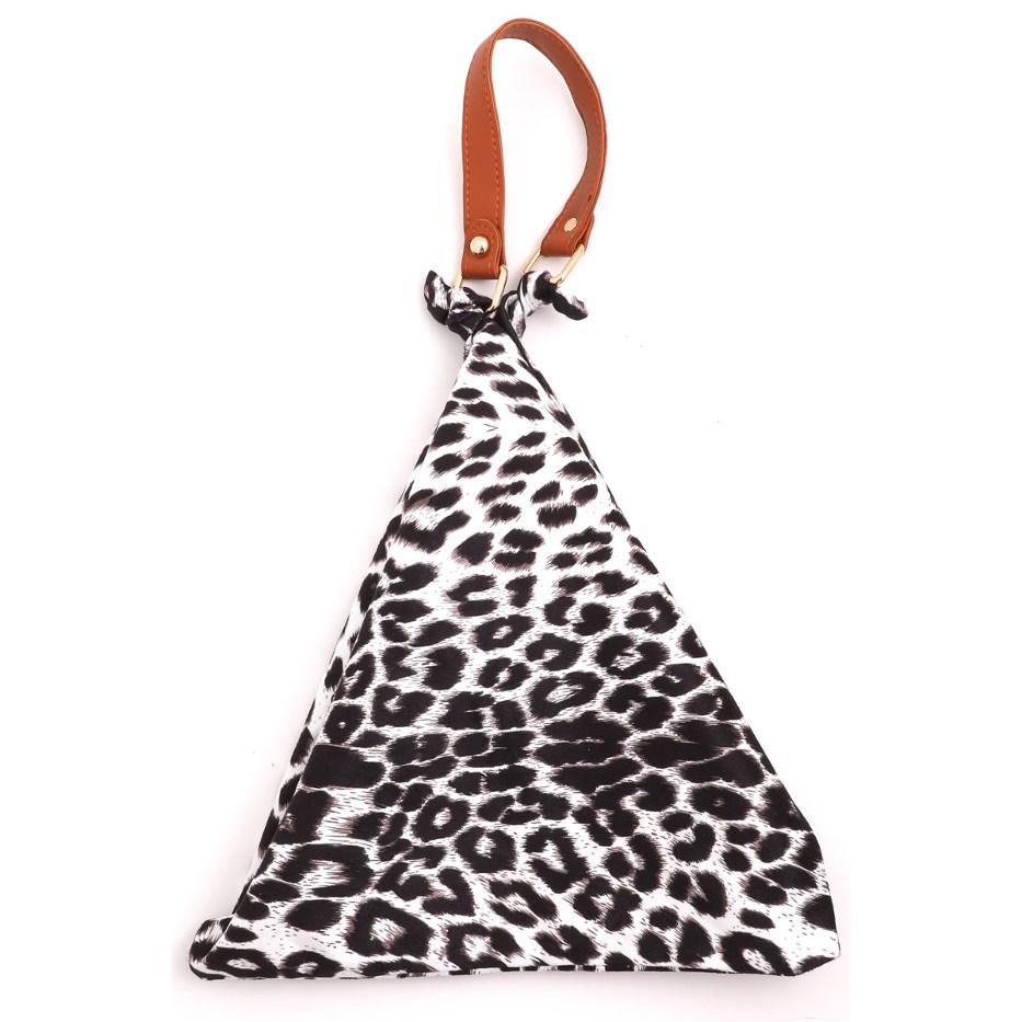 Collins Leopard Print Triangle Top Handle Shoulder Handbag - HOUSE OF SHE