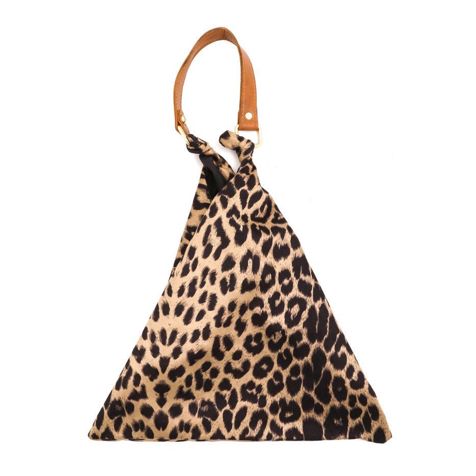 Collins Leopard Print Triangle Top Handle Shoulder Handbag - HOUSE OF SHE