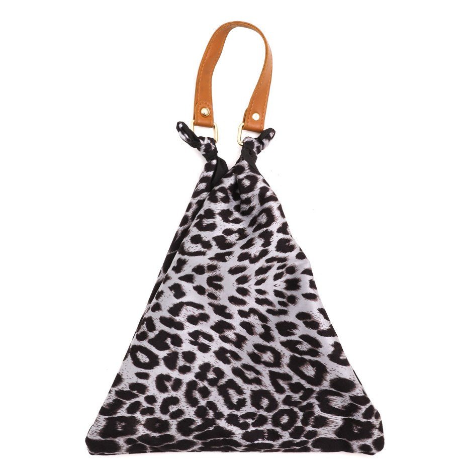Collins Leopard Print Triangle Top Handle Shoulder Handbag - HOUSE OF SHE