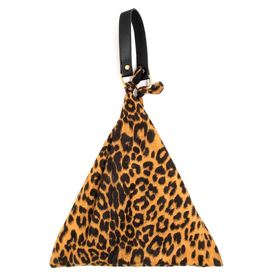 Collins Leopard Print Triangle Top Handle Shoulder Handbag - HOUSE OF SHE