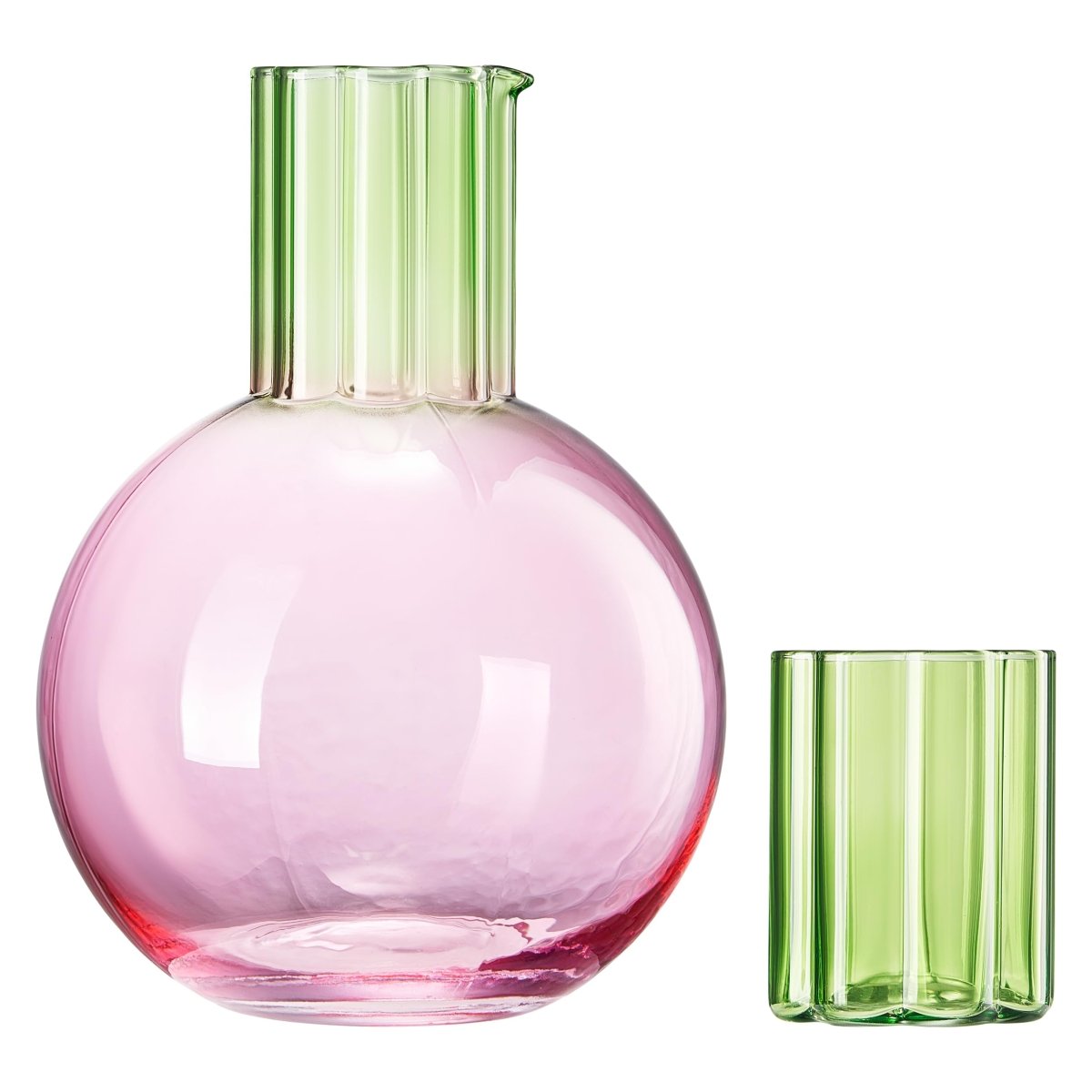 Colorful Carafe & Ribbed Flower Cup Set | 44oz Glasses - HOUSE OF SHE