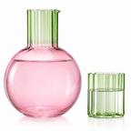 Colorful Carafe & Ribbed Flower Cup Set | 44oz Glasses - HOUSE OF SHE