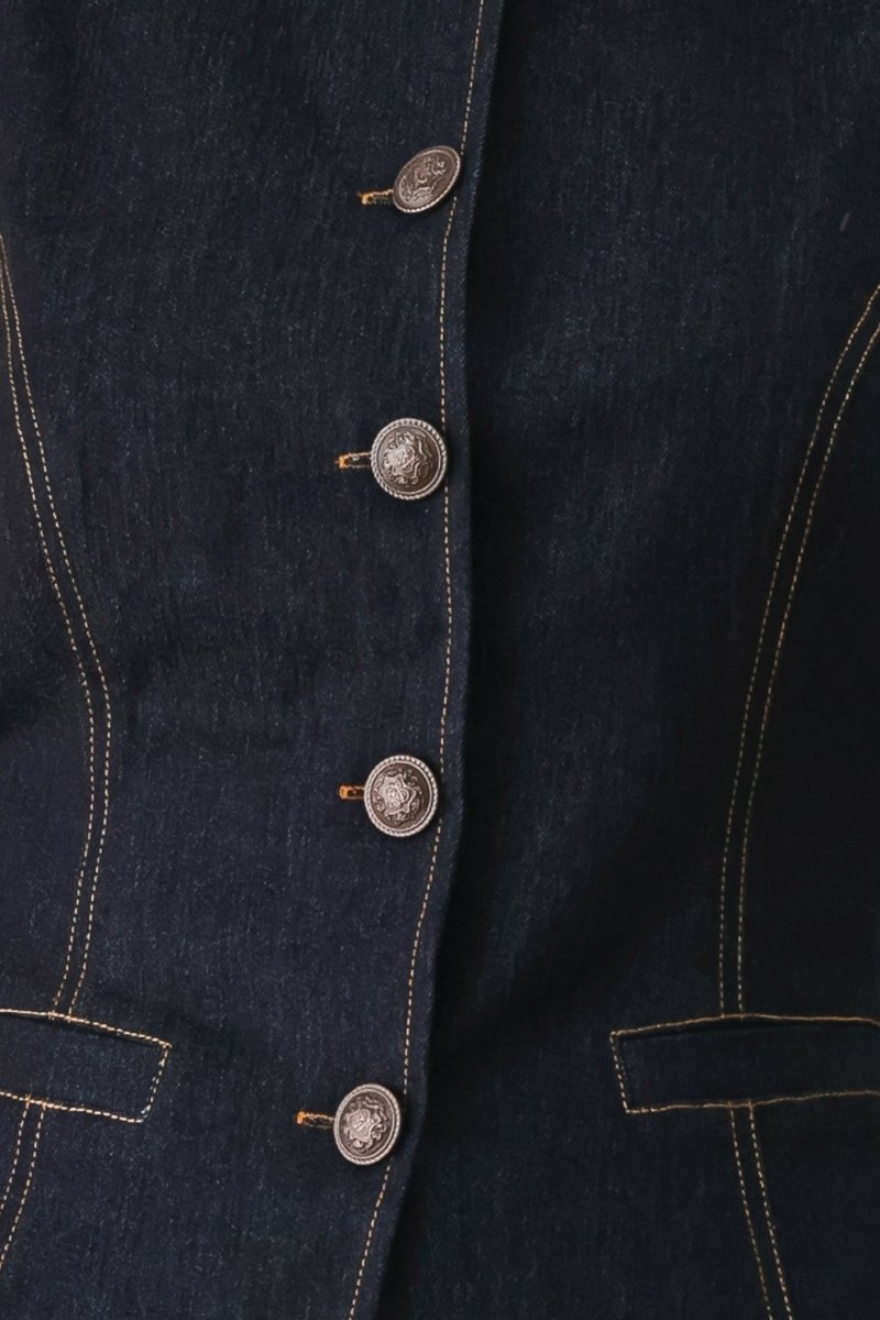 Contrast Stitch Denim Vest - HOUSE OF SHE