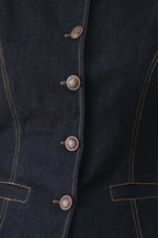 Contrast Stitch Denim Vest - HOUSE OF SHE