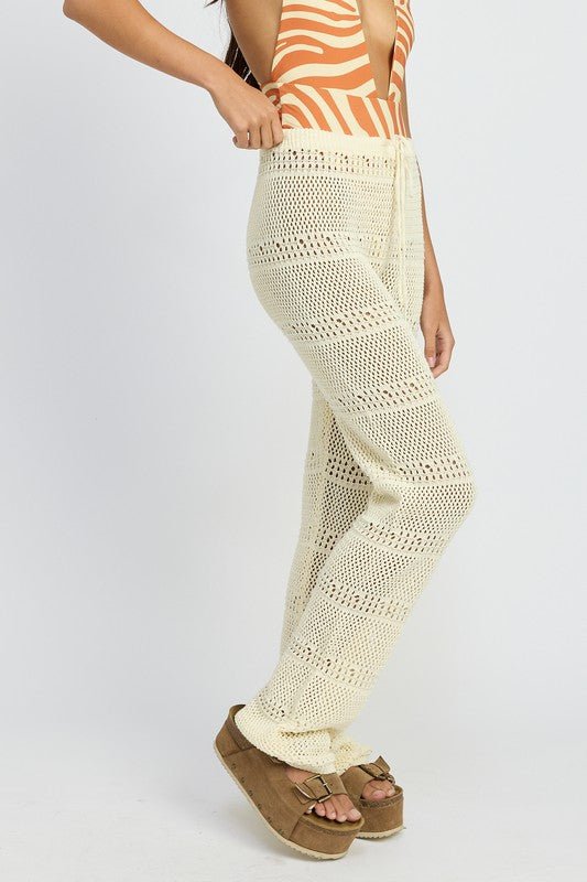 Crochet Pants With Drawstrings - HOUSE OF SHE