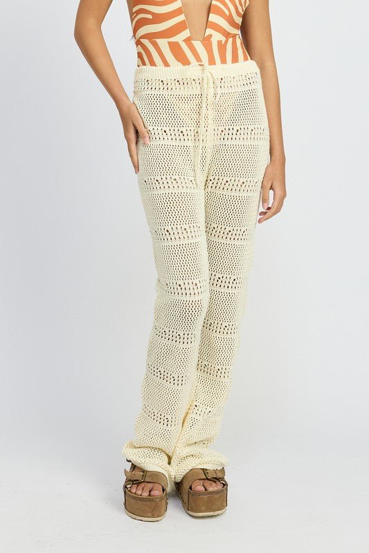 Crochet Pants With Drawstrings - HOUSE OF SHE