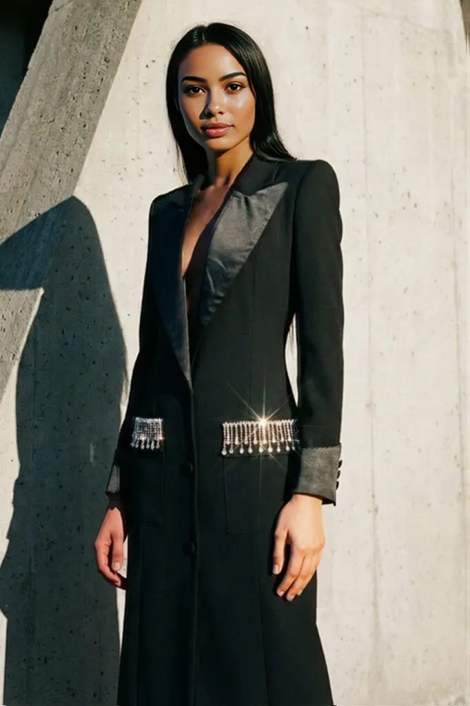 Crystal Accent Tailored Blazer Dress - HOUSE OF SHE