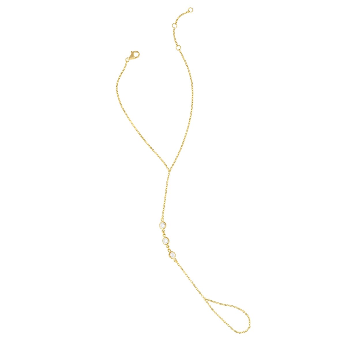 Cz Bezel Hand Chain Bracelet - HOUSE OF SHE