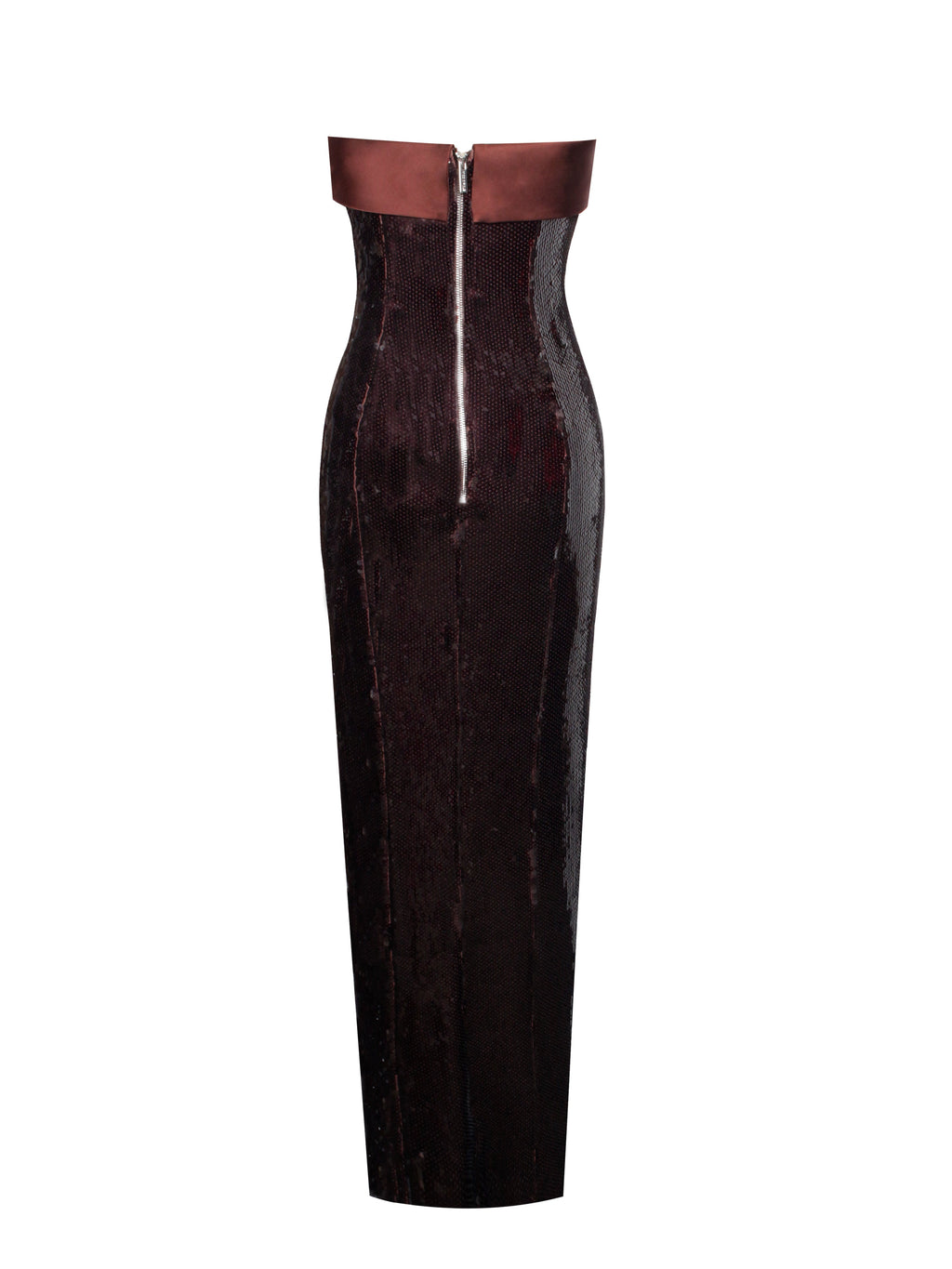 Qadira Burgundy Brown Sequin Maxi Pencil Dress  HOUSE OF SHE
