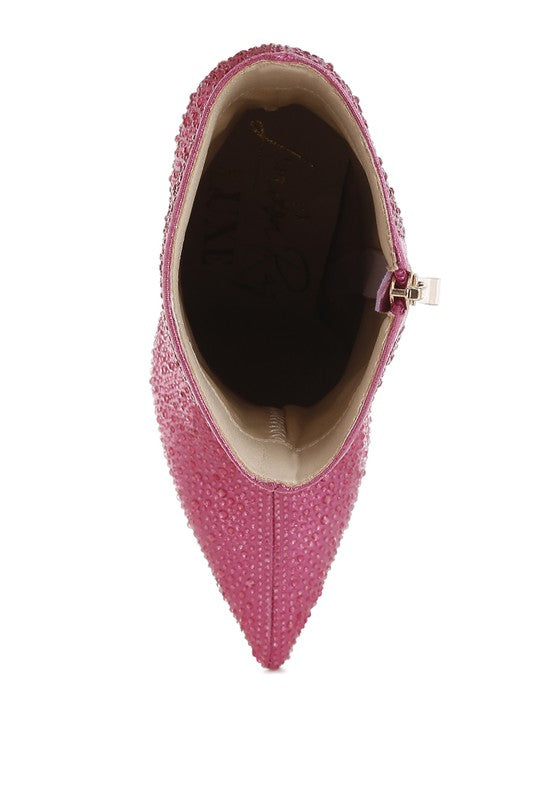 Anun Rhinestones Embellished High Ankle Boots  HOUSE OF SHE