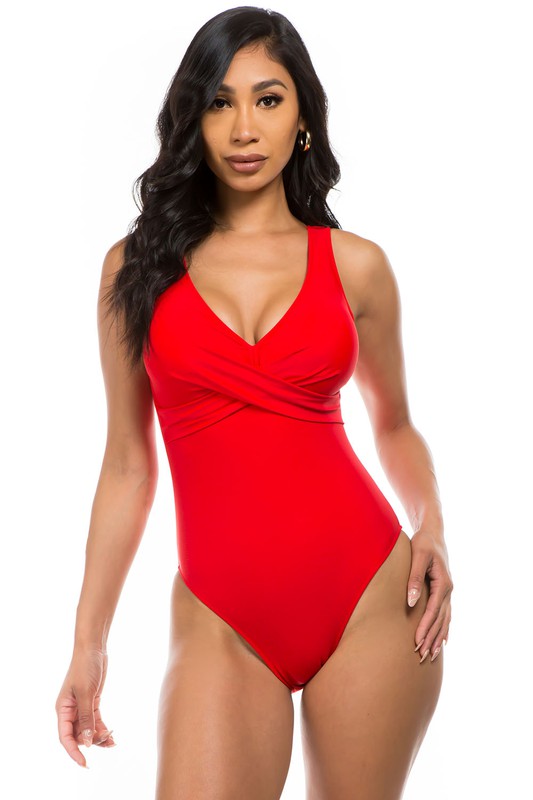 PLEATED CROSS GATHERING LOW V ONE PIECE  HOUSE OF SHE