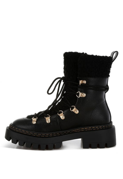 Omul Fleece & Faux Leather Boots  HOUSE OF SHE