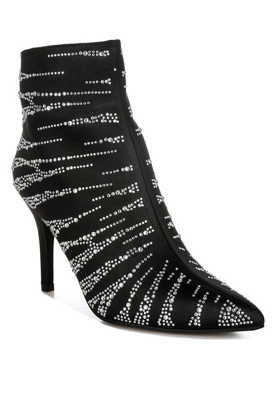 Toget Satin Rhinestone Ankle Party Boots  HOUSE OF SHE