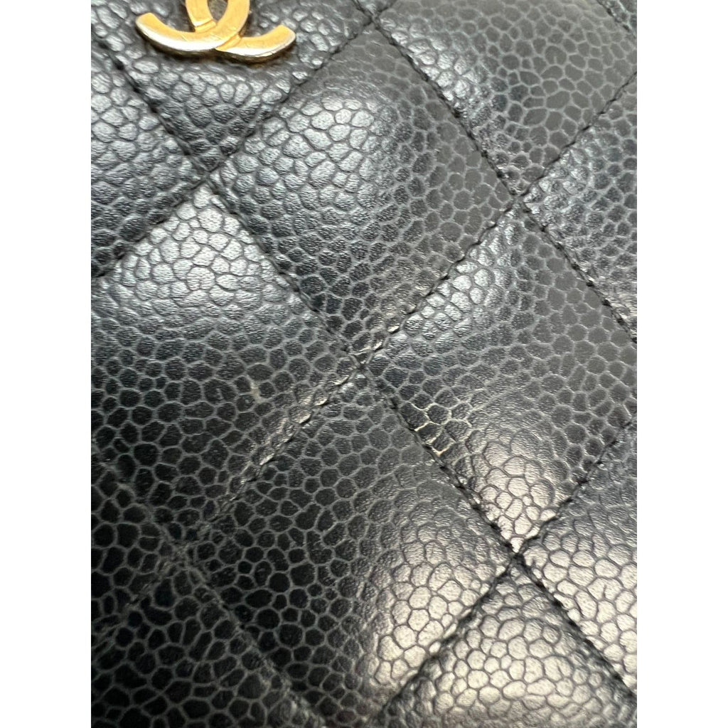 Chanel Caviar Quilted Large Gusset  Zip Around Black Wallet - HOUSE OF SHE
