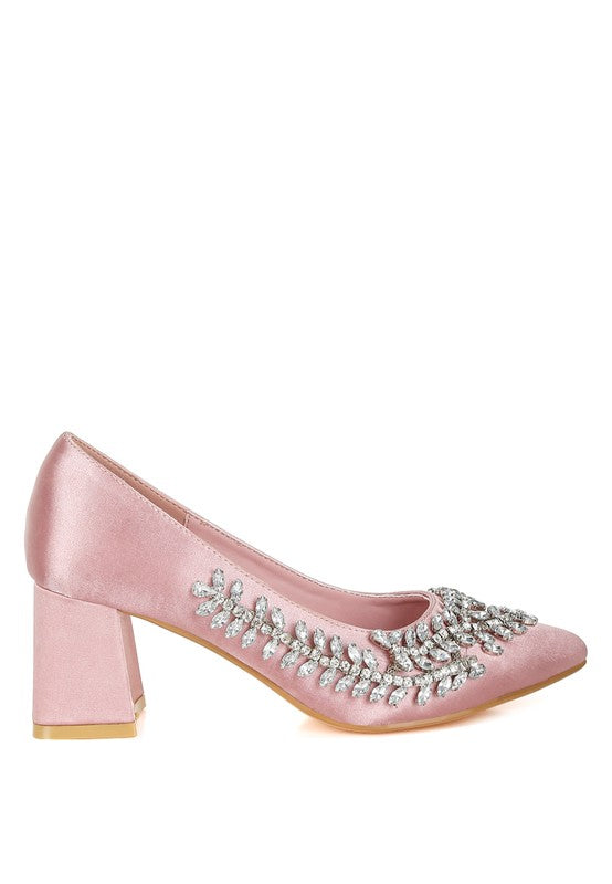 Abatina Satin Diamante Embellished Pumps  HOUSE OF SHE