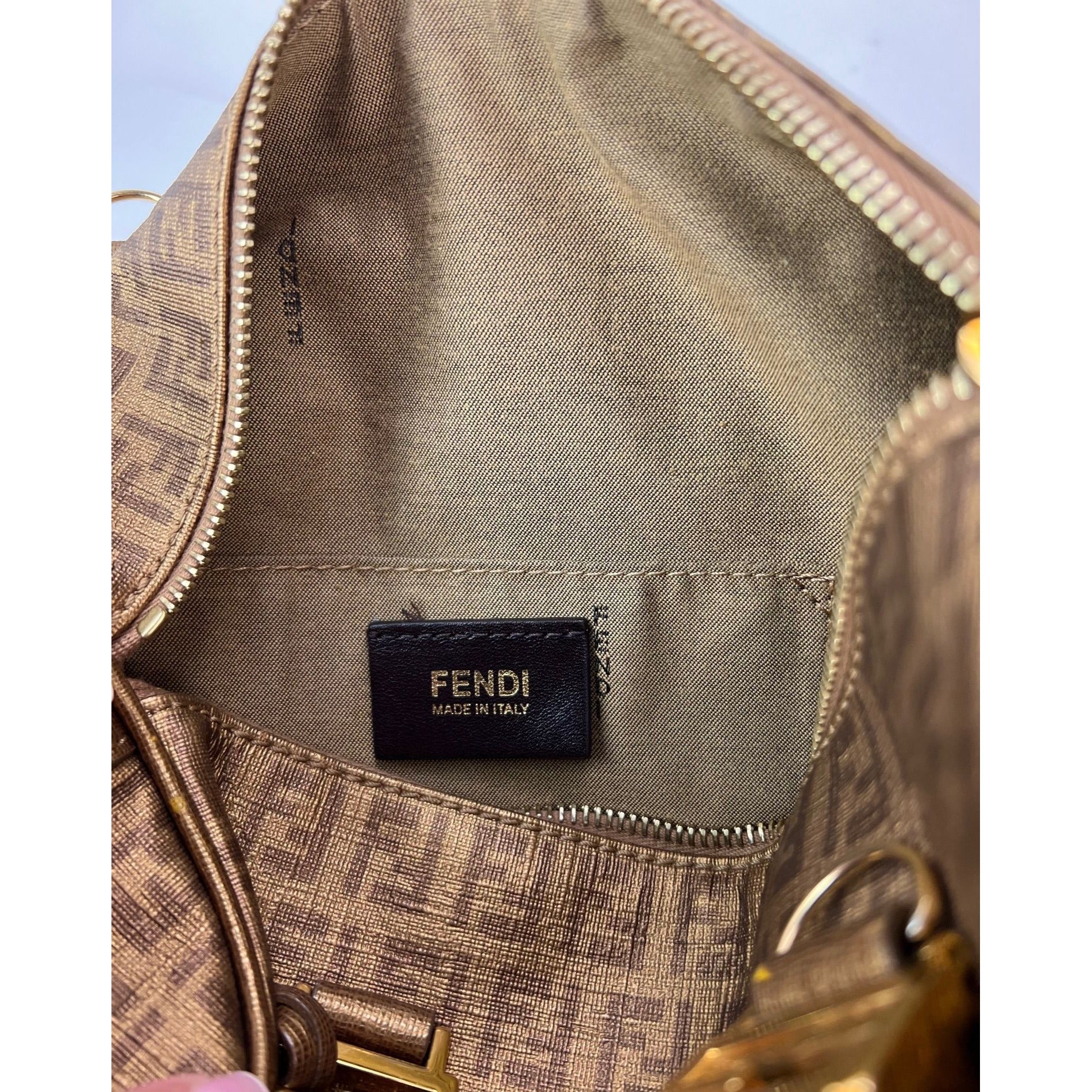 Fendi Boston Gold Coated Canvas Hand Bag - HOUSE OF SHE