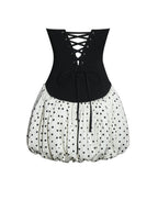 Dahliana Polka Dot Bubble Hem Corset Mini Dress - HOUSE OF SHE