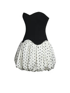 Dahliana Polka Dot Bubble Hem Corset Mini Dress - HOUSE OF SHE