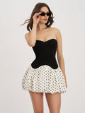 Dahliana Polka Dot Bubble Hem Corset Mini Dress - HOUSE OF SHE