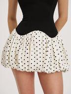Dahliana Polka Dot Bubble Hem Corset Mini Dress - HOUSE OF SHE