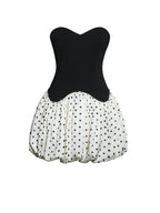 Dahliana Polka Dot Bubble Hem Corset Mini Dress - HOUSE OF SHE