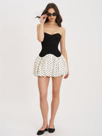 Dahliana Polka Dot Bubble Hem Corset Mini Dress - HOUSE OF SHE