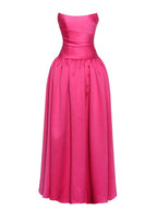 Damsel Fuchsia Satin Strapless Corset Gown - HOUSE OF SHE