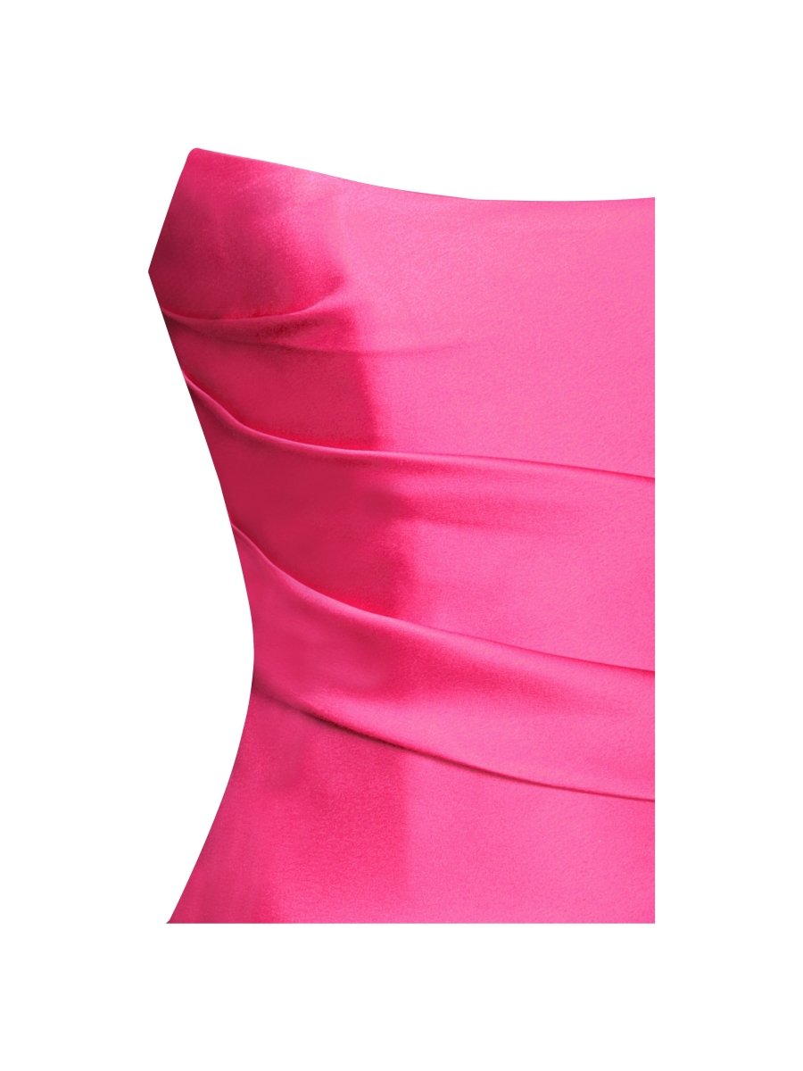 Damsel Fuchsia Satin Strapless Corset Gown - HOUSE OF SHE