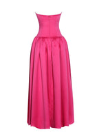 Damsel Fuchsia Satin Strapless Corset Gown - HOUSE OF SHE