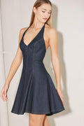DARK WAVE DENIM MINI DRESS - HOUSE OF SHE