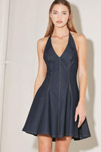 DARK WAVE DENIM MINI DRESS - HOUSE OF SHE