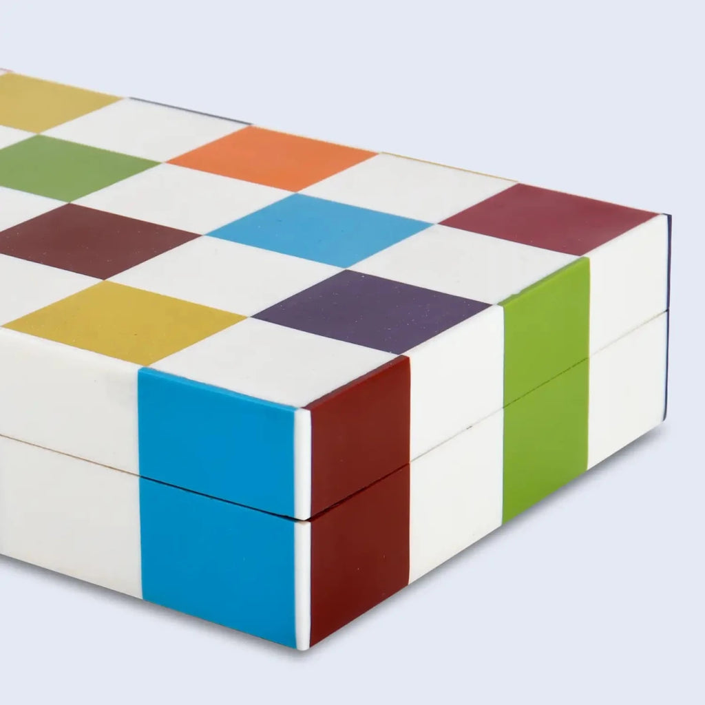 Decorative Box Medley Jester Pattern Resin Inlay, Available in 7 Sizes - HOUSE OF SHE