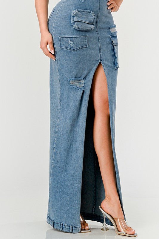 Dia Denim Maxi Dress - HOUSE OF SHE