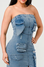 Dia Denim Maxi Dress - HOUSE OF SHE