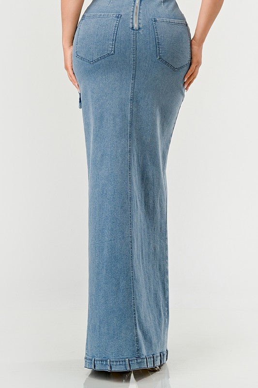 Dia Denim Maxi Dress - HOUSE OF SHE