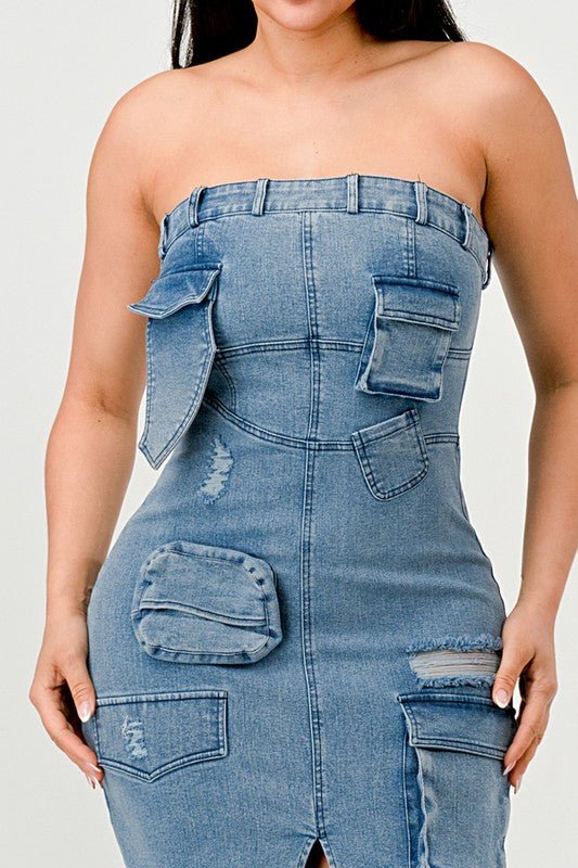 Dia Denim Maxi Dress - HOUSE OF SHE