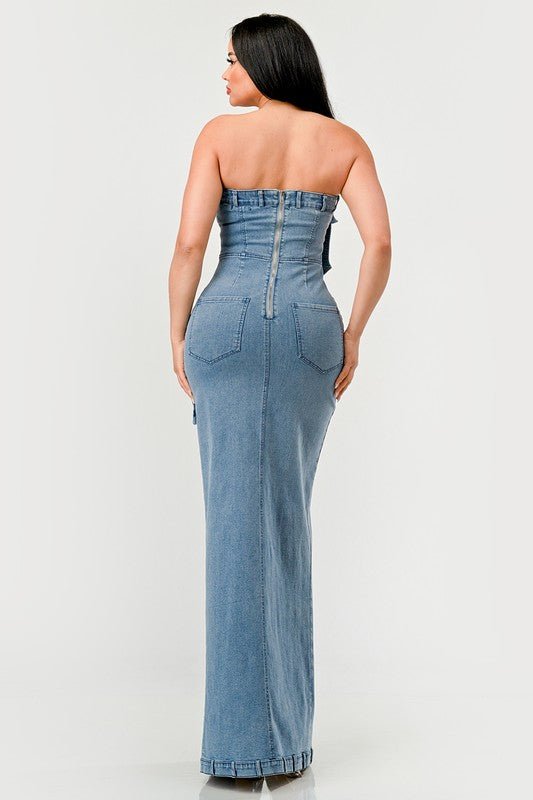 Dia Denim Maxi Dress - HOUSE OF SHE