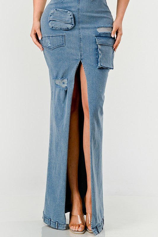 Dia Denim Maxi Dress - HOUSE OF SHE