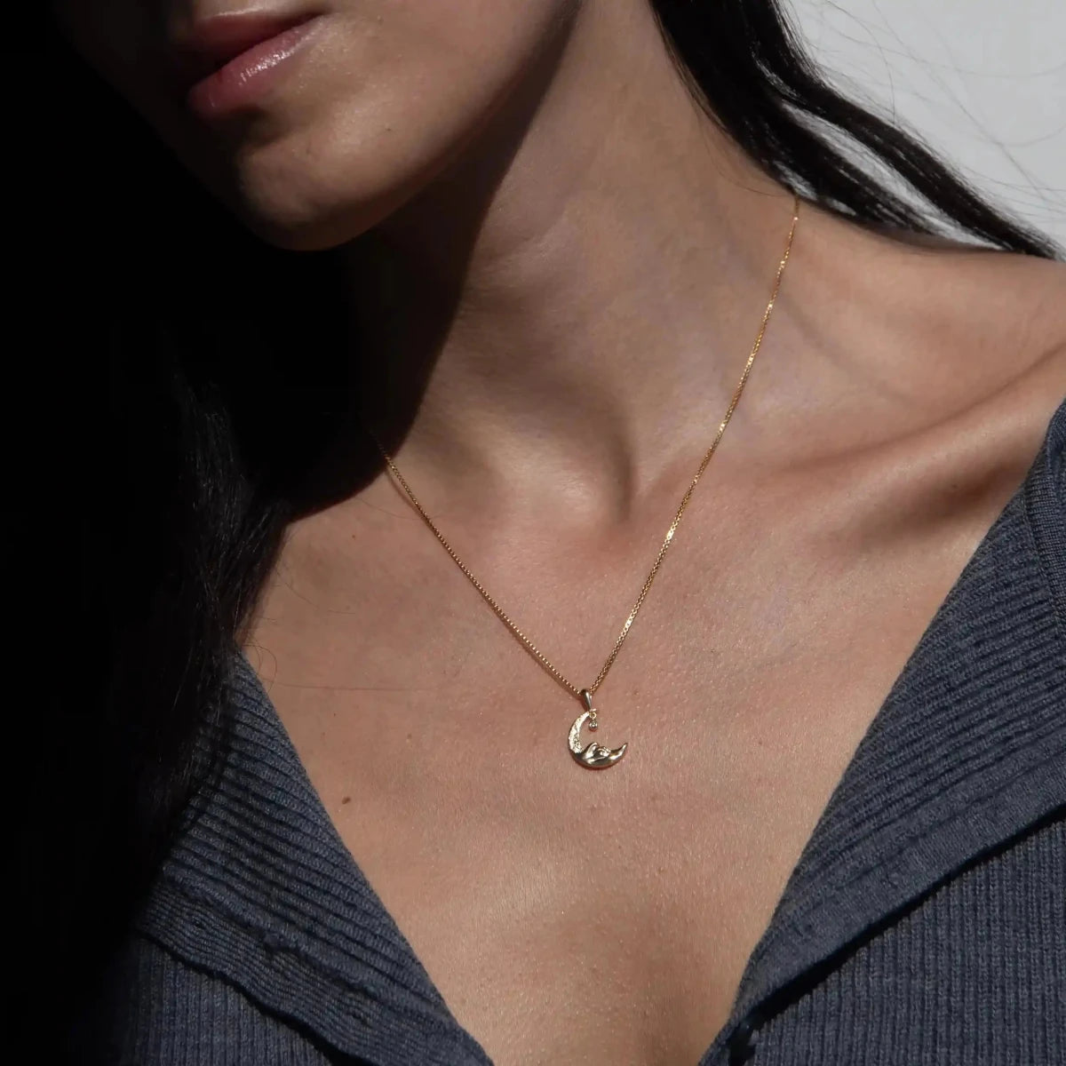 Diamond Moon Wave Necklace - HOUSE OF SHE