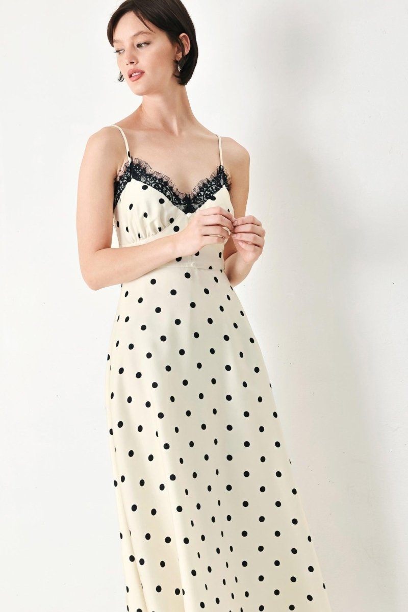 DOTTY SWEETHEART WOVEN MIDI DRESS - HOUSE OF SHE