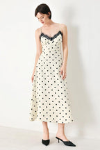 DOTTY SWEETHEART WOVEN MIDI DRESS - HOUSE OF SHE