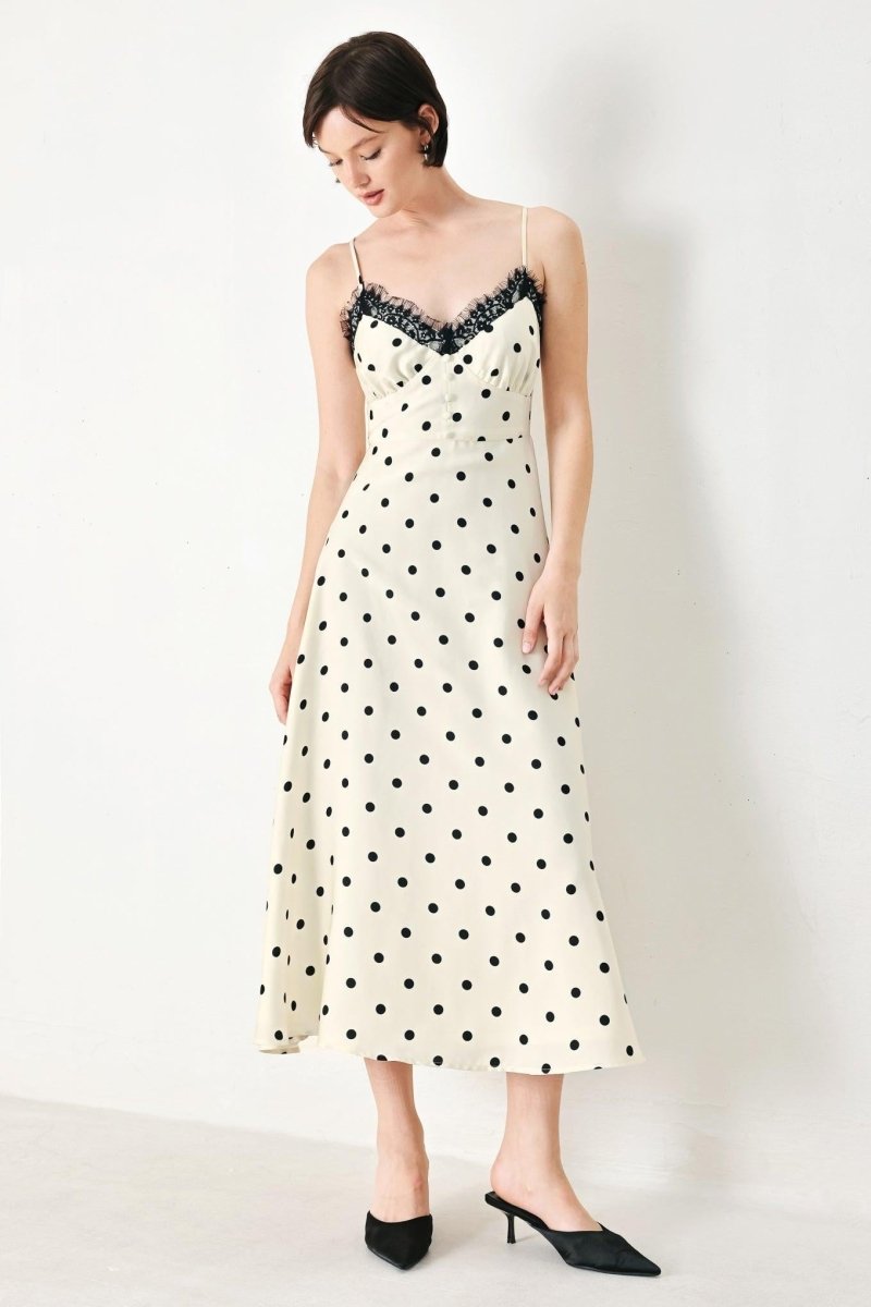 DOTTY SWEETHEART WOVEN MIDI DRESS - HOUSE OF SHE