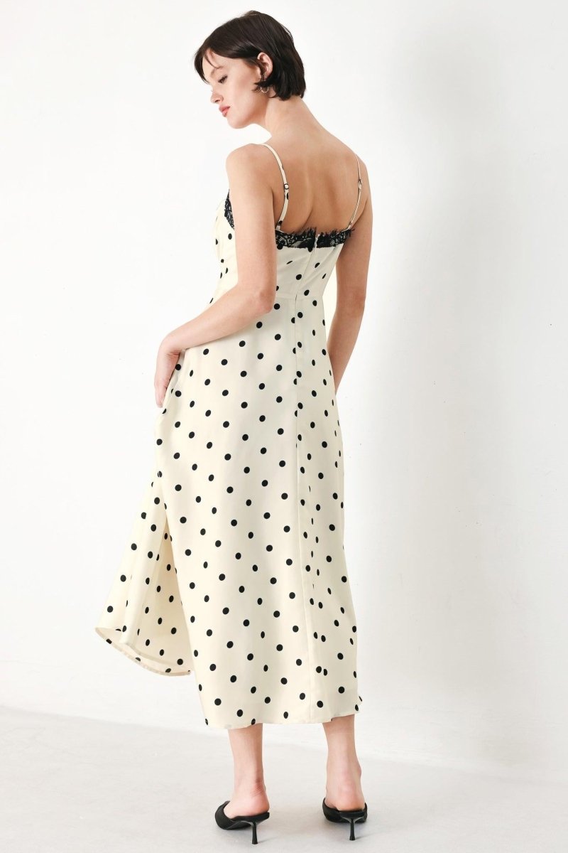 DOTTY SWEETHEART WOVEN MIDI DRESS - HOUSE OF SHE
