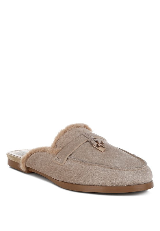 Bosnia Suede & Faux Fur Slip On Mules  HOUSE OF SHE