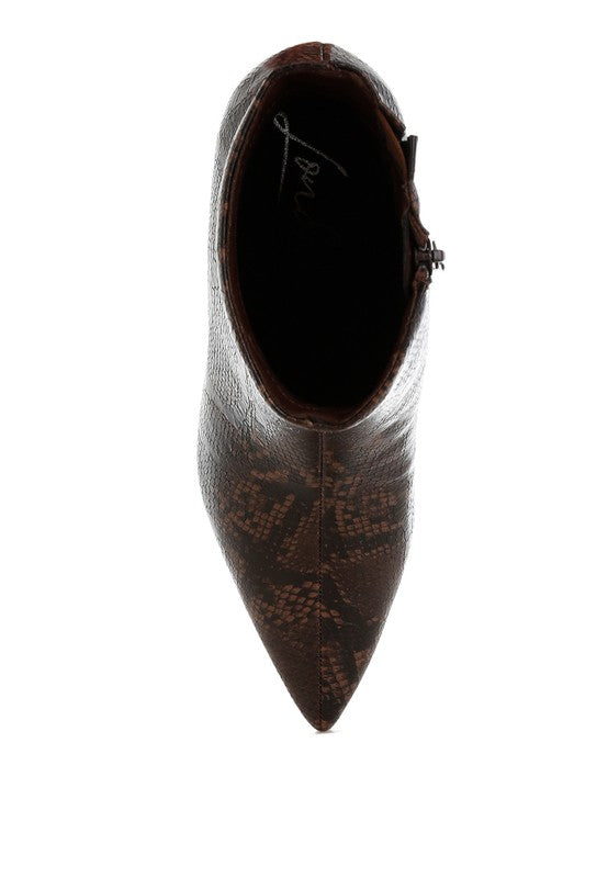 Thymus Snake Print Kitten Heel Boots - HOUSE OF SHE