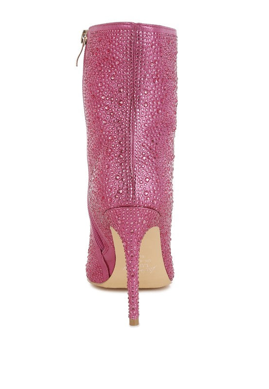Anun Rhinestones Embellished High Ankle Boots  HOUSE OF SHE