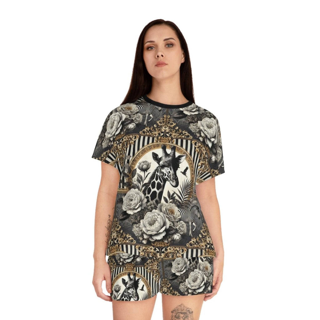 Eco - Friendly Giraffe Print Women's Pajama Set - Stylish and Comfortable Sleepwear - HOUSE OF SHE