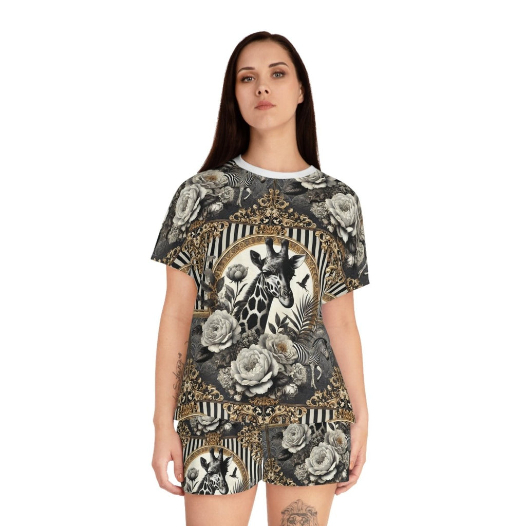 Eco - Friendly Giraffe Print Women's Pajama Set - Stylish and Comfortable Sleepwear - HOUSE OF SHE